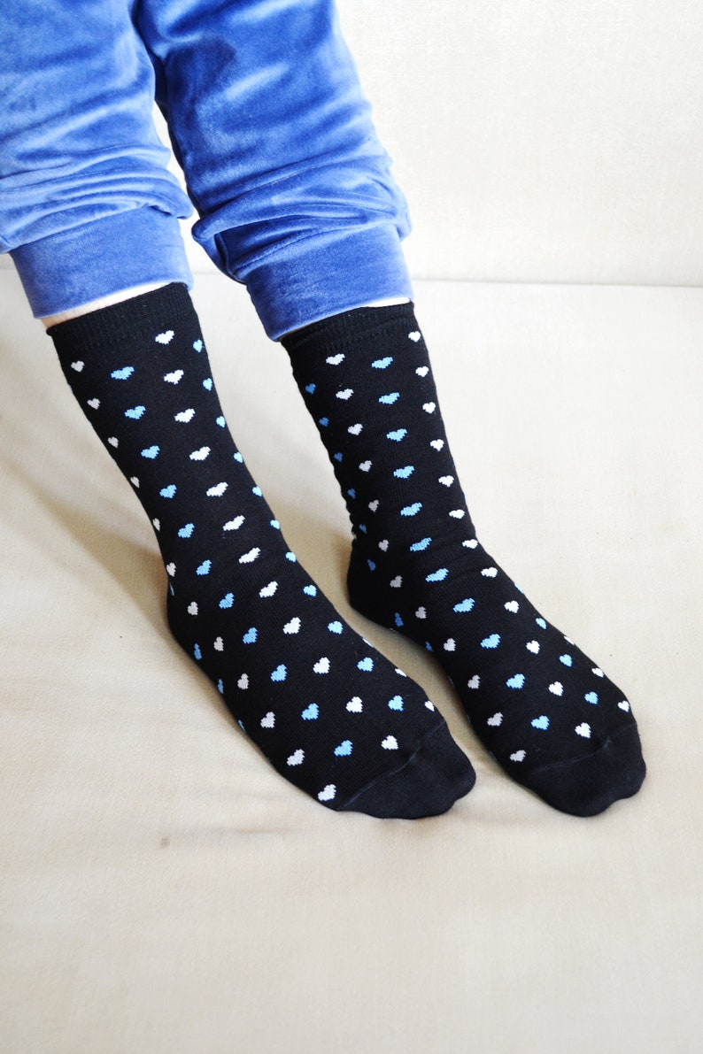 Women Cotton Socks with Hearts Cozy Socks Gift Women Socks Cute Valentines Day Gift for Women US 7-9 image 2