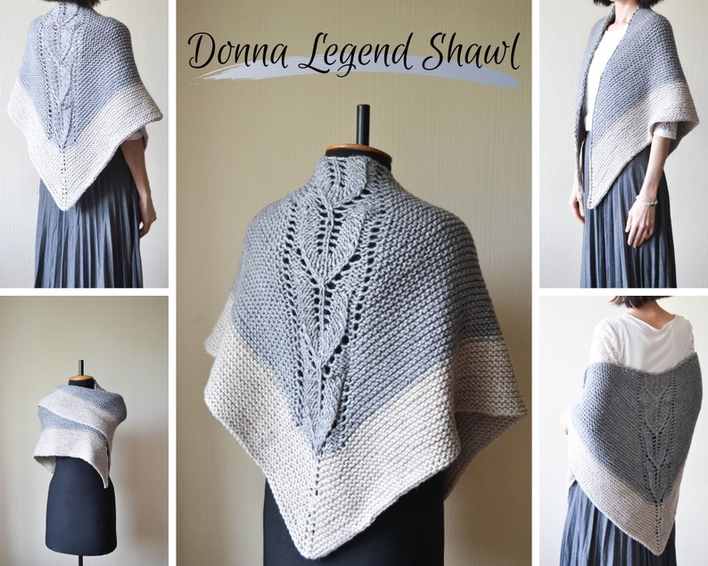Easy Knitting Pattern Shawl Pdf Donna Legend Shawl Etsy