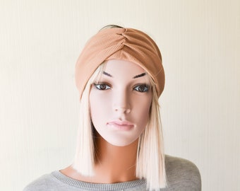 Lightweight headband Beige headband Soft Womens headband Large headband Head scarf Head wrap Organic cotton headband