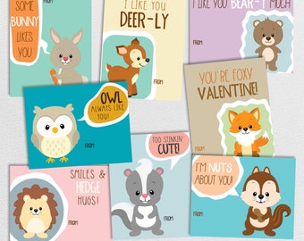 Printable Woodland Animal Valentine Cards // Instant Download