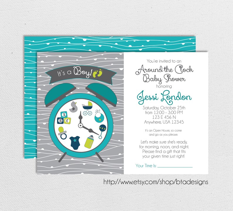 Around the Clock Baby Shower Invitation // Digital File Etsy