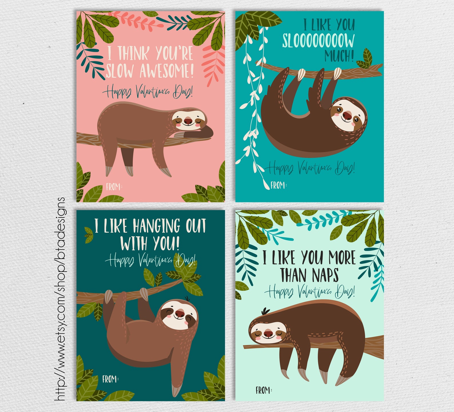 Printable Sloth Valentine Cards // Instant Download - Etsy