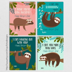 Printable Sloth Valentine Cards // Instant Download