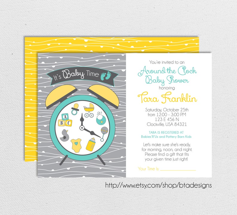 Around the Clock Baby Shower Invitation // Digital File Etsy