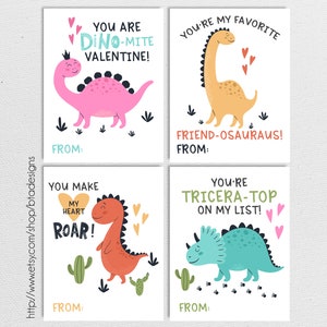 Printable Dinosaur Valentine Cards 2 // Instant Download