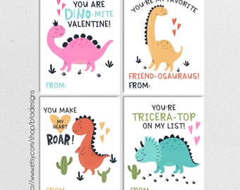 Printable Dinosaur Valentine Cards 2 // Instant Download