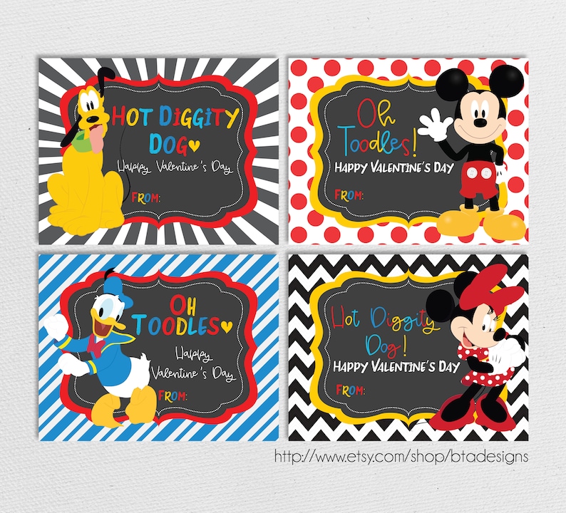 Printable Mickey and Friends Valentine Cards // Instant - Etsy