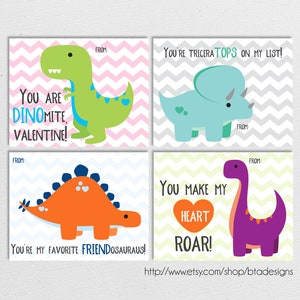 Printable Dinosaur Valentine Cards // Instant Download