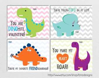 Printable Dinosaur Valentine Cards // Instant Download