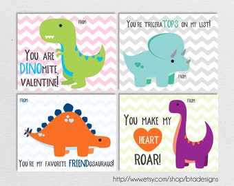 Printable Dinosaur Valentine Cards // Instant Download