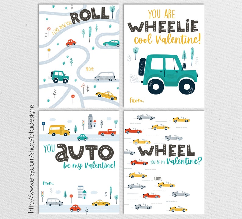 Printable Car/vehicle Valentine Cards // Instant Download - Etsy
