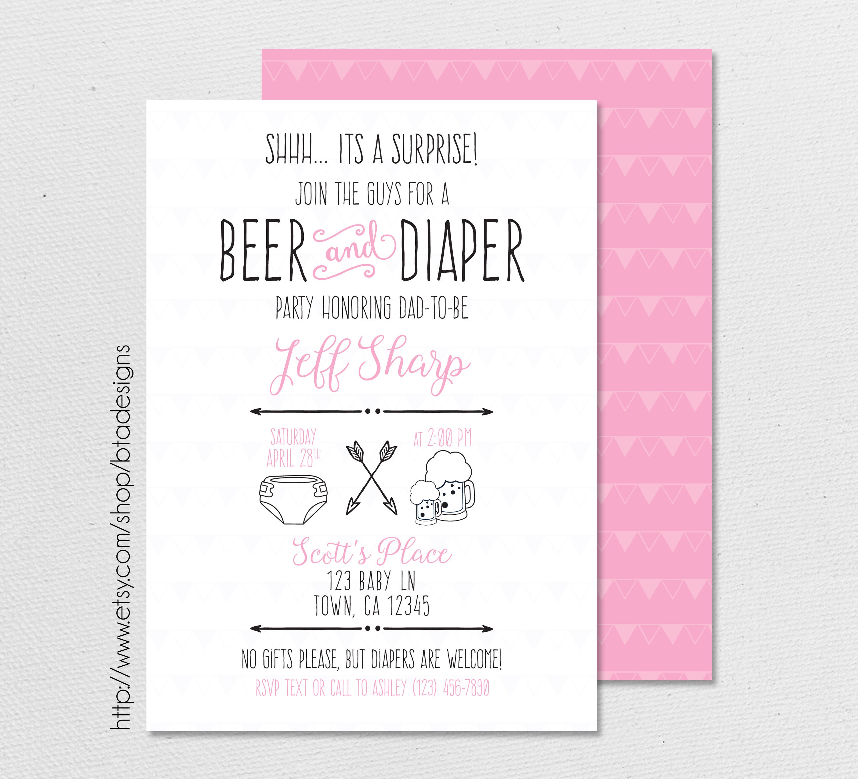 Beer and Diaper Party Invitation // Dudes and Diaper Party // Etsy