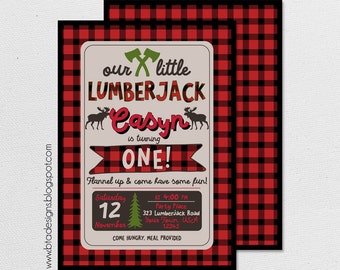 Lumberjack Birthday Party Invitation 1 // With or Without Photo // Digital File
