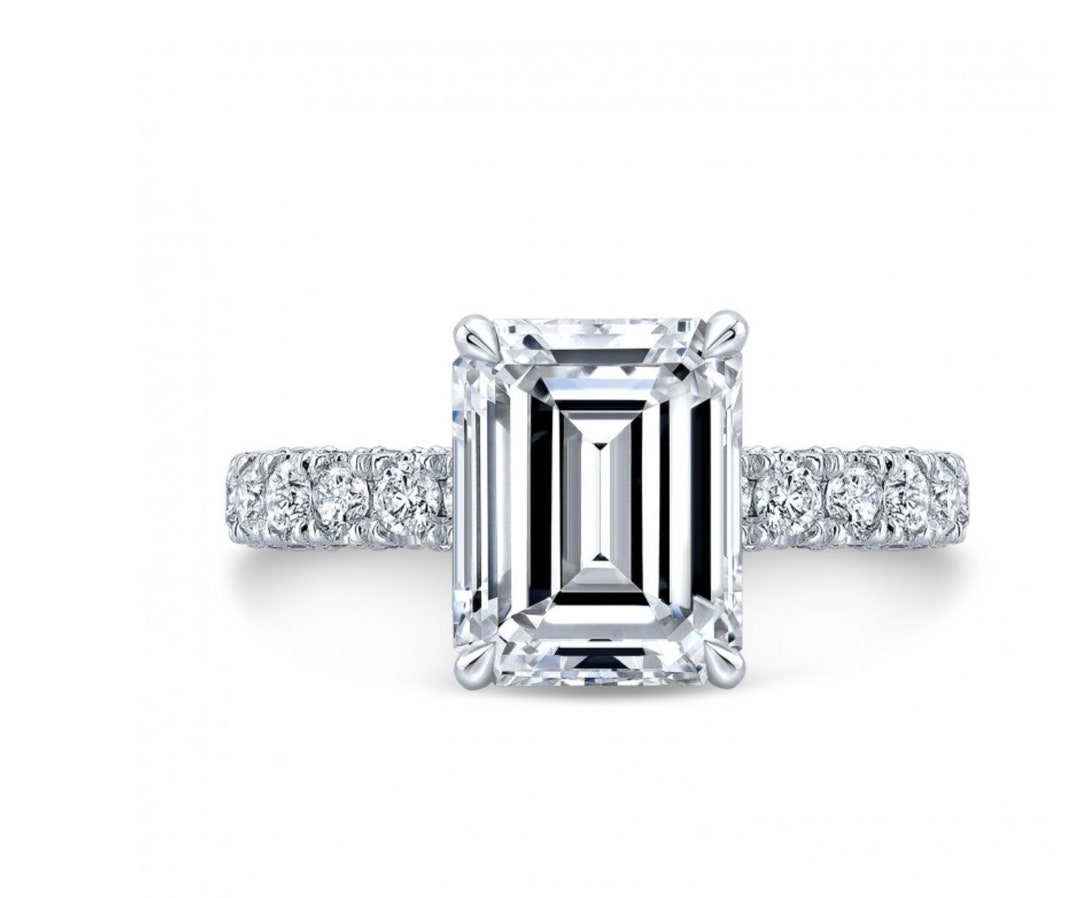 FALLON 3.75ct. Emerald Cut Moissanite & Diamonds Ring - Etsy