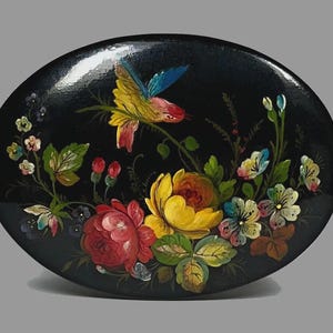Fedoskino Russian lacquer box Bird & Flowers (023)