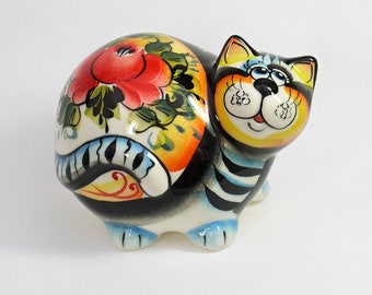 GZHEL RUSSIAN Porcelain Figurine Fat CAT