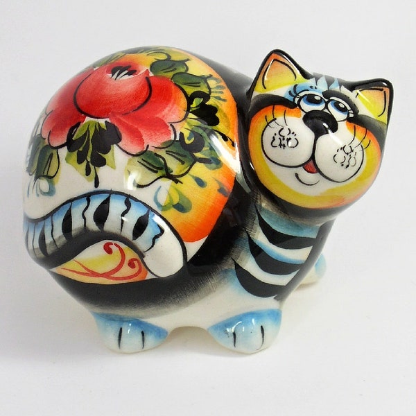 GZHEL RUSSIAN Porcelain Figurine Fat CAT