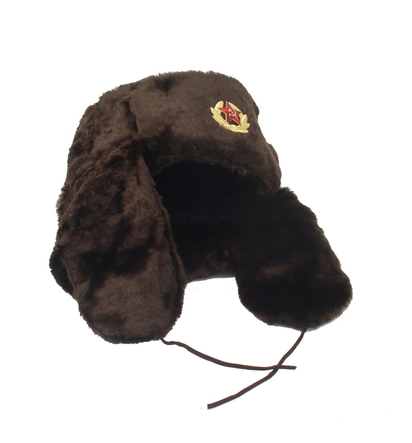 Russian Winter Hat Ushanka Military Style With Soviet Red Star Etsy