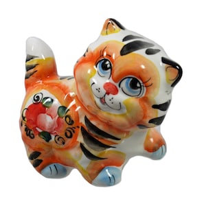 GZHEL RUSSIAN Porcelain Figurine Fluffy CAT  #0142