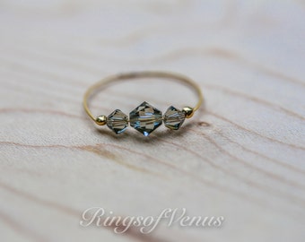 Handmade 24k Gold Swarovski Crystal Stacking Ring