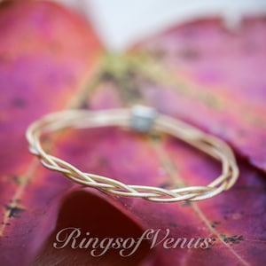 Braided Ring, 24k Gold Plated, Delicate Gold Stacking Ring, Thin Gold Ring, Delicate Ring, Braid Ring, Gold Stack Ring Thin Ring Valentine&#39;s