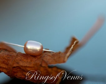 Freshwater Pearl Ring: Sterling Silver Plated, Dainty Stacking Ring
