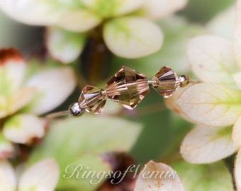 Gold Swarovski Crystal Ring: Thin Delicate Stacking Ring