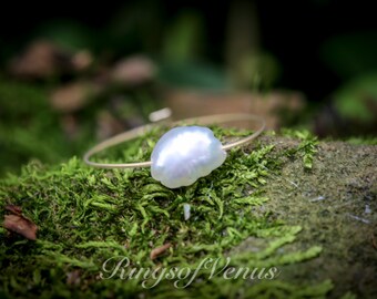 Handmade 24K Gold Plated Freshwater Pearl Stacking Ring