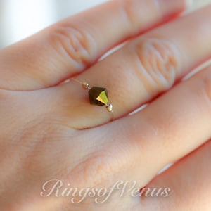 24k Gold Plated Ring: Copper Swarovski Crystal Stacking Ring