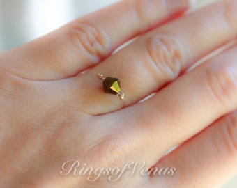 24k Gold Plated Ring: Copper Swarovski Crystal Stacking Ring