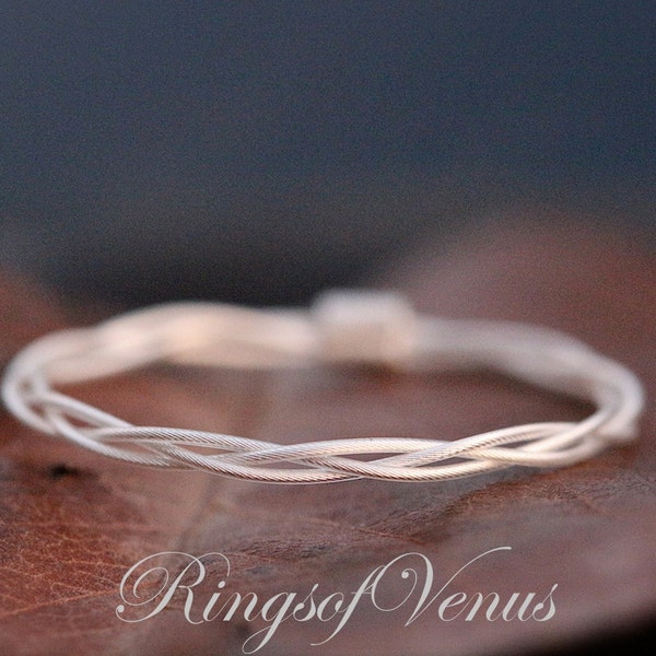 Braided Sterling Silver Plated Ring: Delicate Handmade Stack Ring