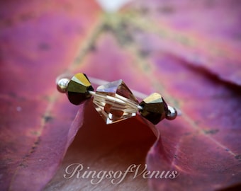 Handmade 24k Gold Plated Swarovski Crystal Ring: Delicate Stacking Ring