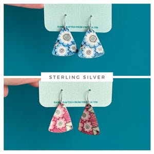 Retro Vintage Tin & Sterling Silver Earrings