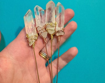 Clear Quartz Crystal Plant Stake