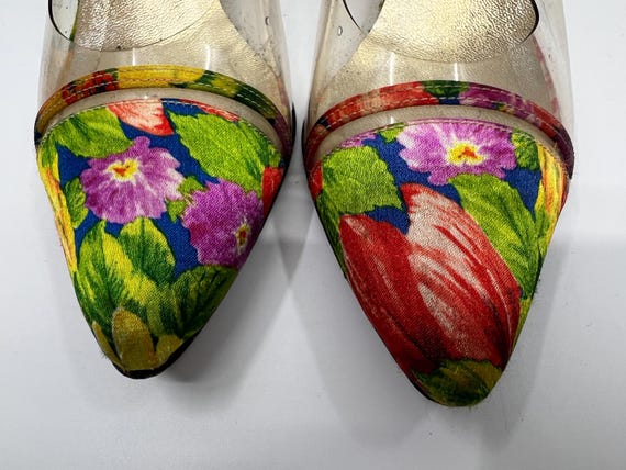 Vintage Timothy Hitsman Floral Print Clear Pumps … - image 8