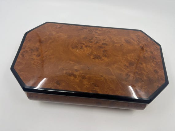 Burl Wood Box, Lacquered Jewelry Box, Vintage - image 2