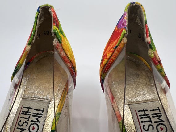 Vintage Timothy Hitsman Floral Print Clear Pumps … - image 9