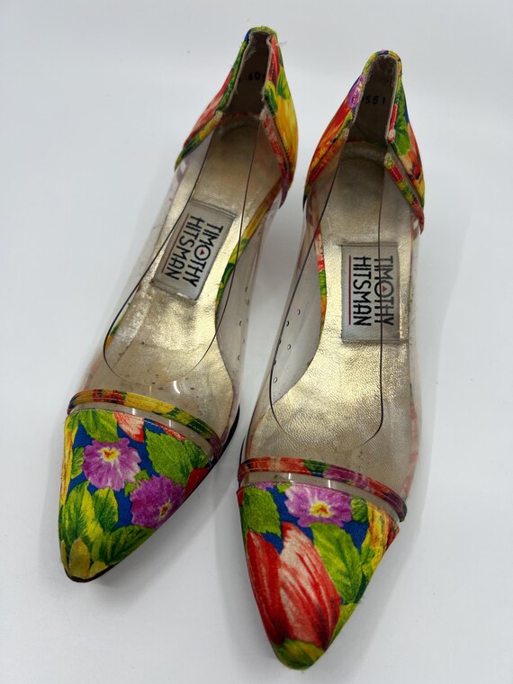 Vintage Timothy Hitsman Floral Print Clear Pumps … - image 12