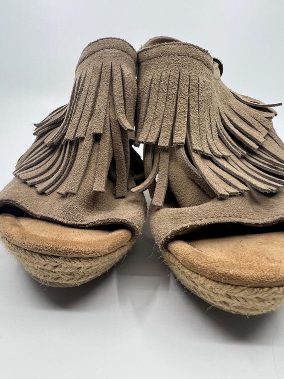 Minnetonka Suede Fringe Wedge Sandals – Boho Styl… - image 2