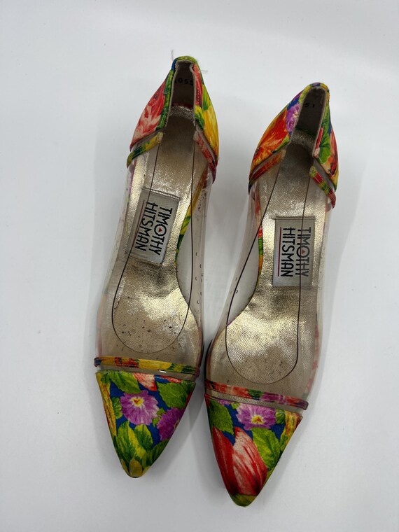 Vintage Timothy Hitsman Floral Print Clear Pumps … - image 10