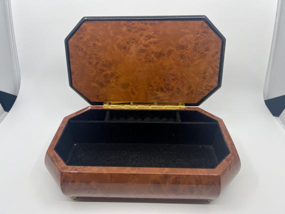 Burl Wood Box, Lacquered Jewelry Box, Vintage - image 1