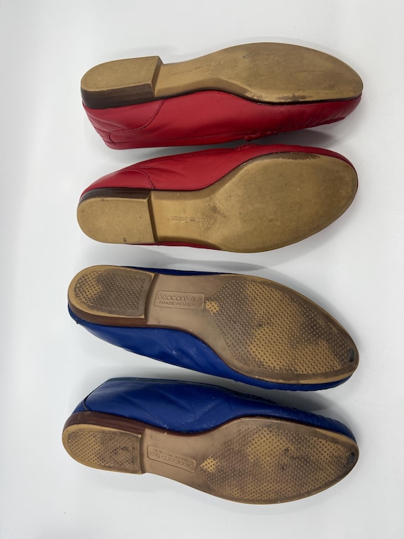 Women's Size 5 Vintage Leather Loafers: Blue and … - image 4