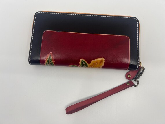Hand-Tooled Leather Wallet: Hummingbird & Floral … - image 6