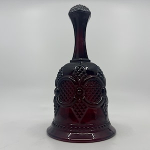 Vintage Ruby Red Cape Cod Avon Glass Bell – Embossed Decorative Collectible