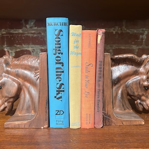 Vintage 1980s Ceramic Horse Bookends