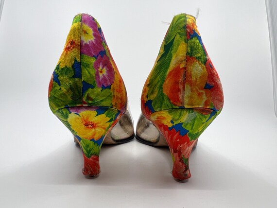 Vintage Timothy Hitsman Floral Print Clear Pumps … - image 4