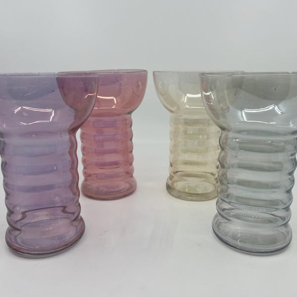 Vasos de bar Dunbar “aramis” iridiscentes estilo Art Déco de los años 30, juego de 4