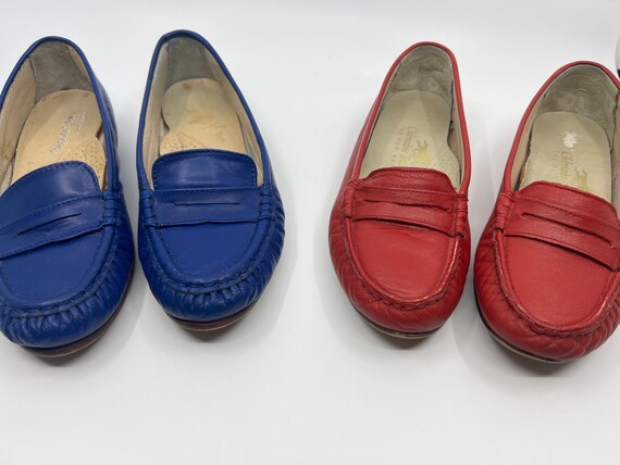 Women's Size 5 Vintage Leather Loafers: Blue and … - image 9