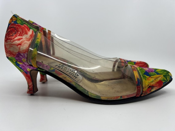 Vintage Timothy Hitsman Floral Print Clear Pumps … - image 6