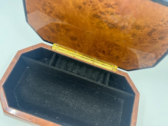 Burl Wood Box, Lacquered Jewelry Box, Vintage - image 4